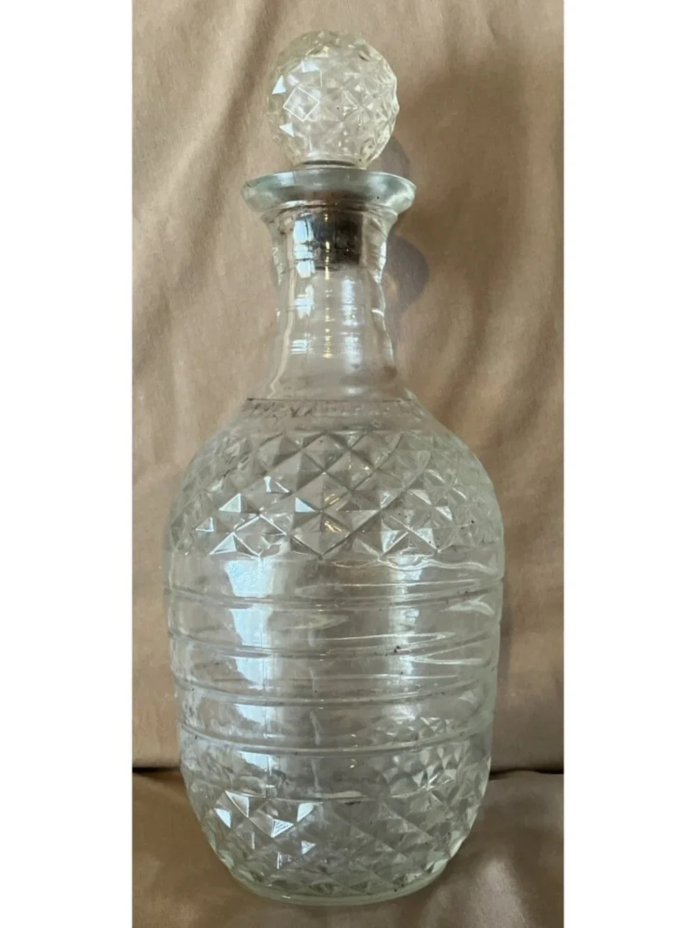Cut Glass Federal Law Prohibits Liquor Bottle/Wine Decanter With Cork Stopper